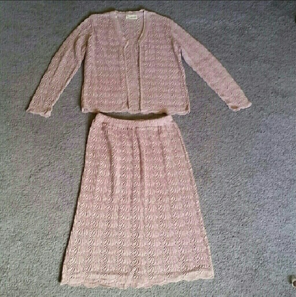 Vivanti Other - Vivanti Vtg Knit Open Front Cardigan & Midi Skirt